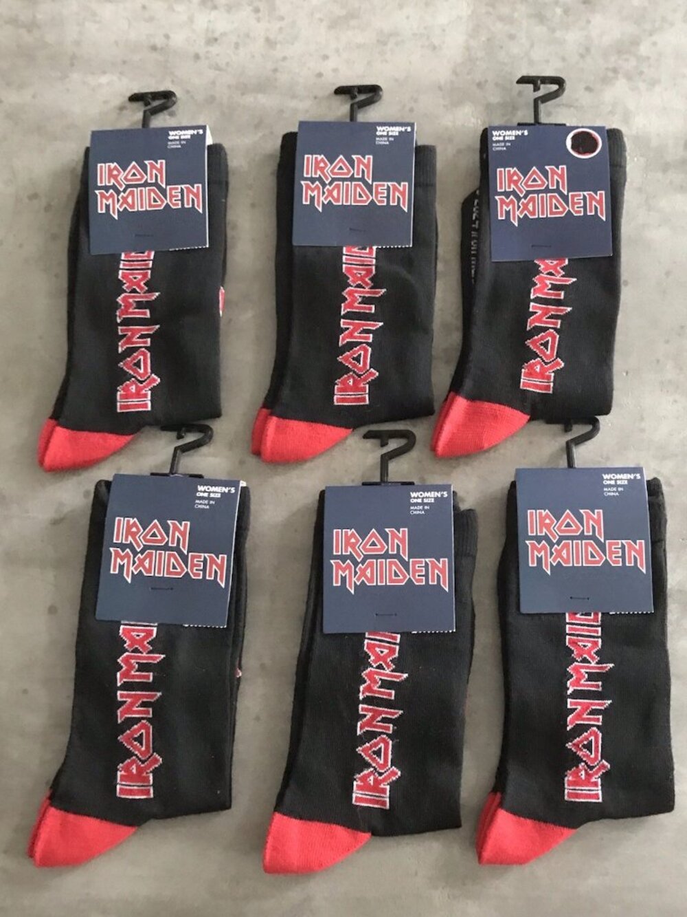 Iron Maiden Socks Women One Size Metal Rock Band Crew Black Red Stocking Stuffer